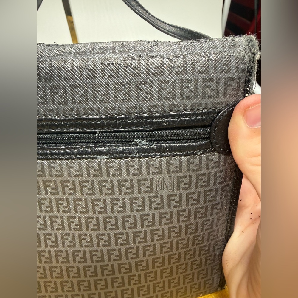 Fendi Vintage Zucca Crossbody Bag Black FF Logo Shoulder Bag Italy READ - Picture 10 of 16